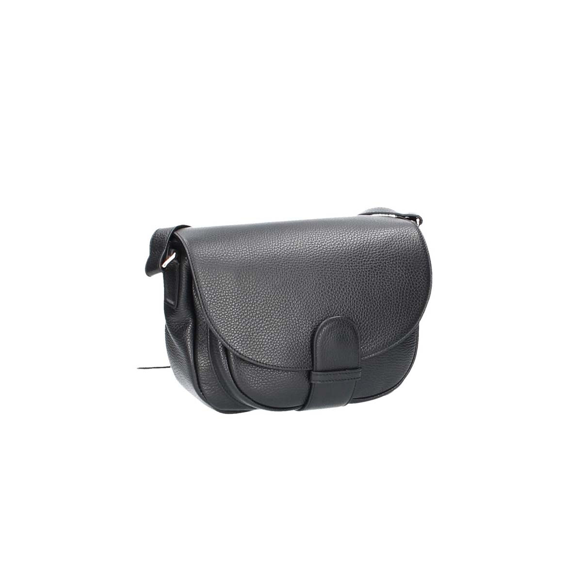 Umhängetasche mit Überschlag in Schwarz aus Leder