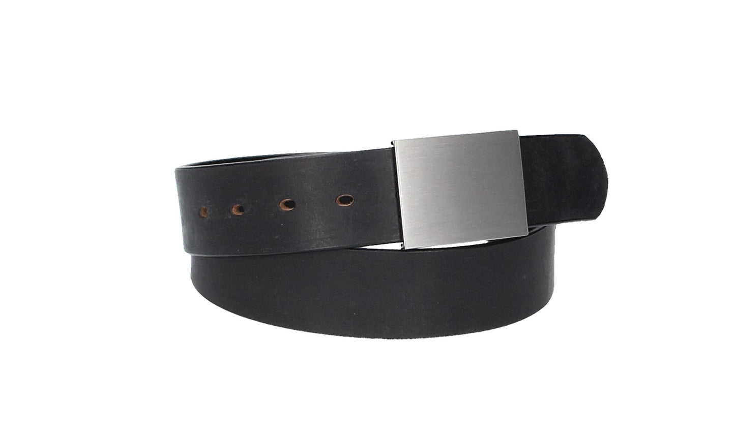 Ledergürtel Schwarz 40mm mit Koppelschließe