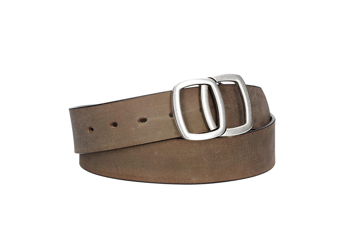 Ledergürtel in Grau 40mm mit Schmuckschließe Koppel
