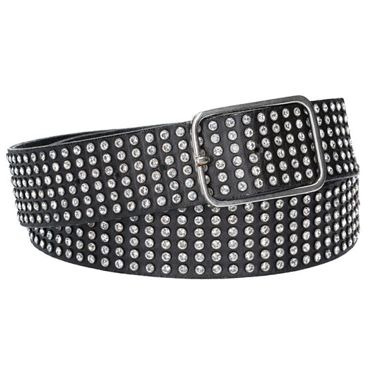 Ledergürtel 40mm in Schwarz mit Swarowski  und Vollschließe Schwarz - leder-accessoires.com