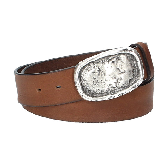 Ledergürtel Cognac 40mm mit Koppelschließe in Used Optik - leder-accessoires.com