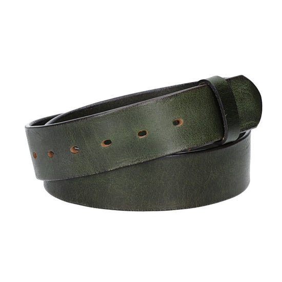 Lederriemen | Gürtelrohling Glanz 40mm in Grün mit Schlaufe und Kapplochteil - leder-accessoires.com