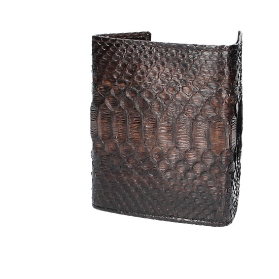 Damenbörse mit Überschlag in Braun aus echtem Schlangenleder - leder-accessoires.com