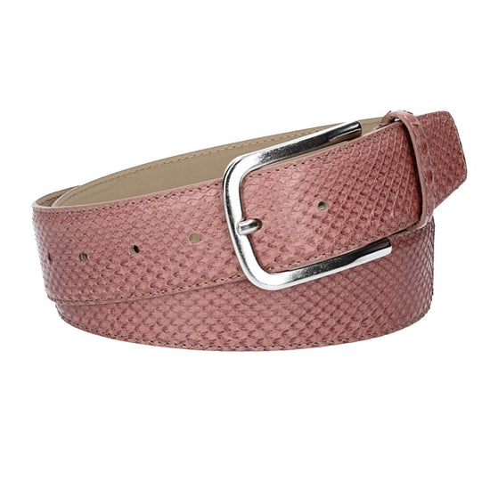 Schlangenledergürtel 40mm Rosé mit Schließe in Silber - leder-accessoires.com