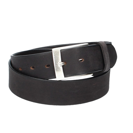 Ledergürtel Schwarz 40mm mit Dornschließe in Silber - leder-accessoires.com