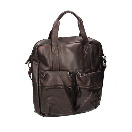 Ledertasche in Braun mit Reißverschluss und zwei Vortaschen - leder-accessoires.com