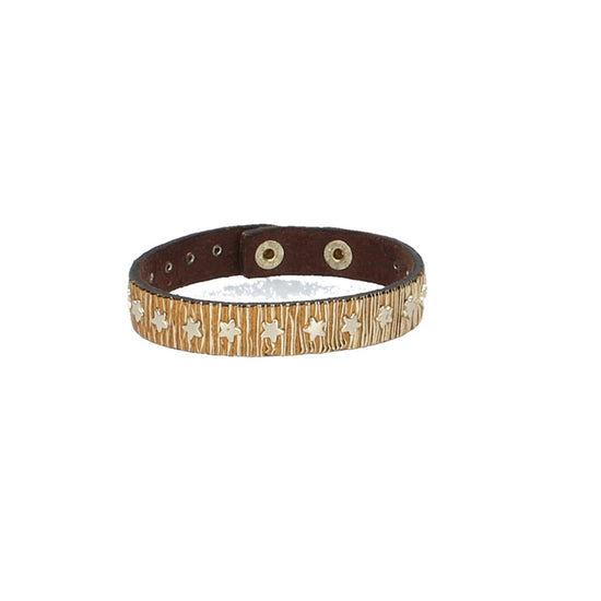 Armband mit Sternen in Gold aus Leder - leder-accessoires.com