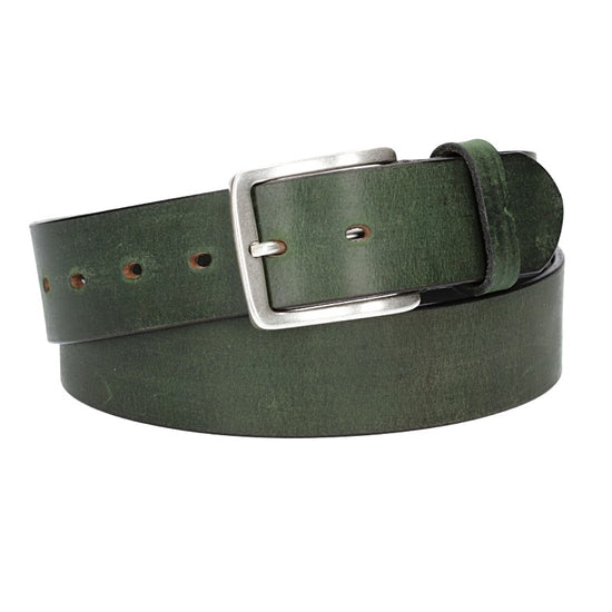Ledergürtel Grün 40mm mit Dornschließe in Silber - leder-accessoires.com