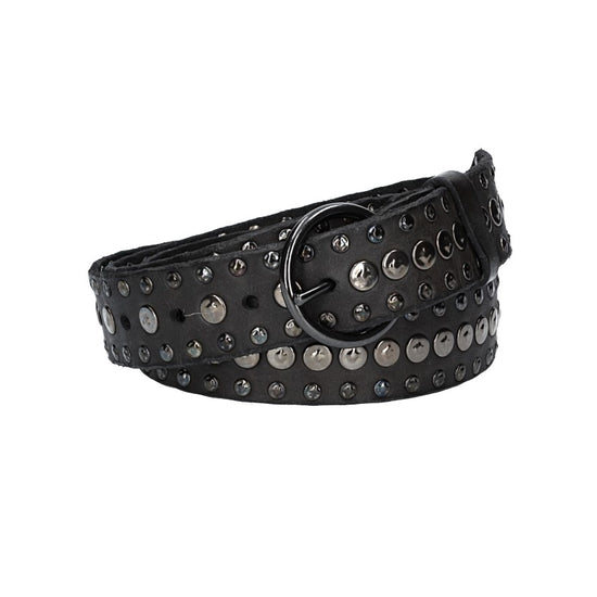 Campomaggi Gürtel Liri aus Leder in Schwarz mit Nieten - leder-accessoires.com