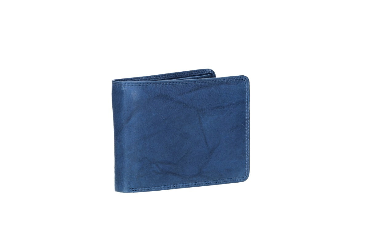 Geldbörse Querformat mit Riegel in Blau|Navy aus Leder