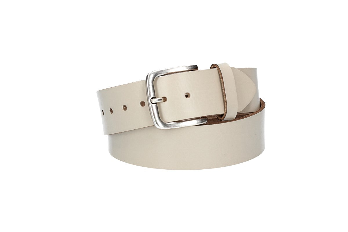 Ledergürtel Kids 30mm in Beige mit Dornschließe in Silber