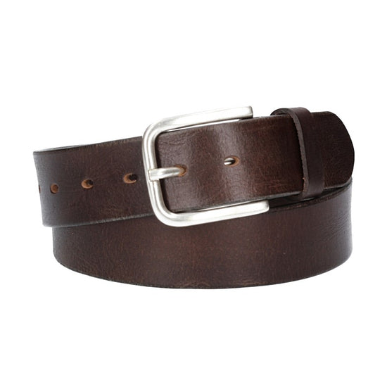 Ledergürtel Braun 40mm mit Dornschließe in Silber - leder-accessoires.com
