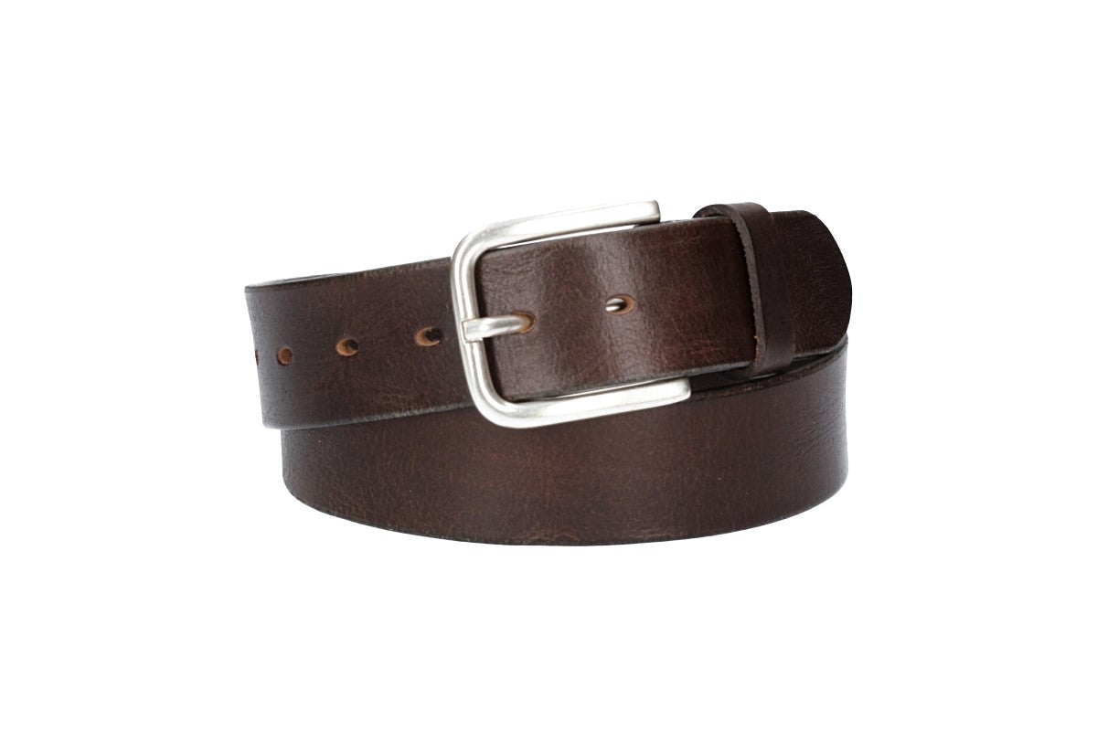 Ledergürtel Braun 40mm mit Dornschließe in Silber - leder-accessoires.com