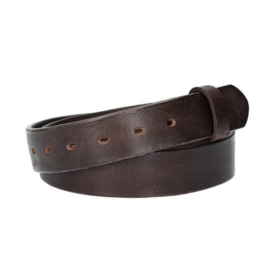 Lederriemen | Gürtelrohling Glanz 35mm in Braun mit Schlaufe und Kapplochteil - leder-accessoires.com