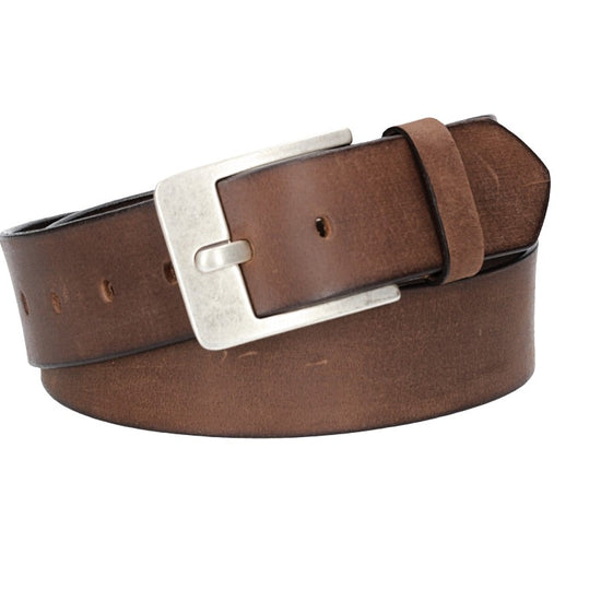 Ledergürtel Braun 45mm mit Dornschließe in Silber - leder-accessoires.com