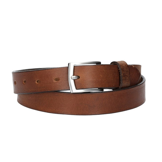 Ledergürtel 30mm in Cognac mit Schließe in Silber - leder-accessoires.com