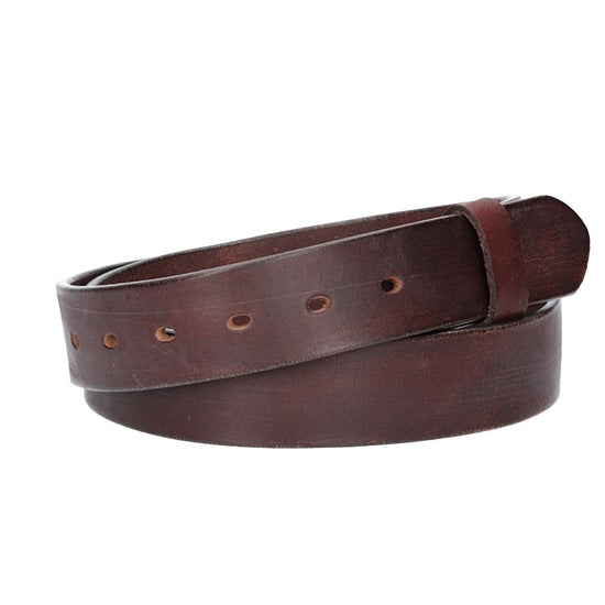 Lederriemen | Gürtelrohling Glanz 35mm in Rot | Bordeaux mit Schlaufe und Kapplochteil - leder-accessoires.com