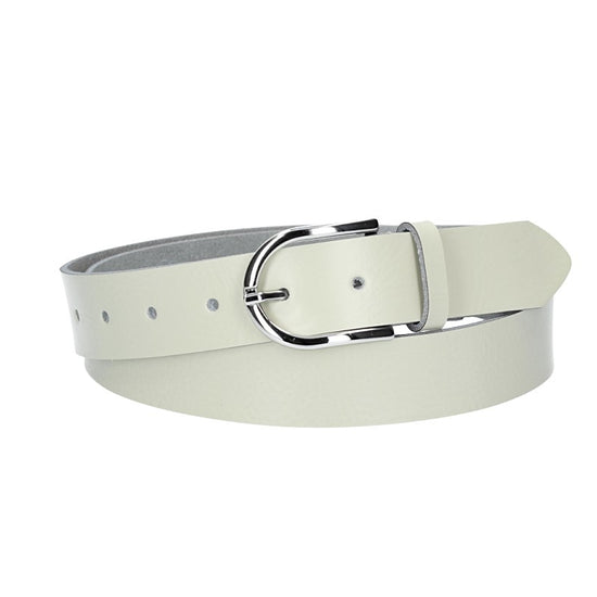 Ledergürtel 30mm in Beige mit Dornschließe in Silber - leder-accessoires.com
