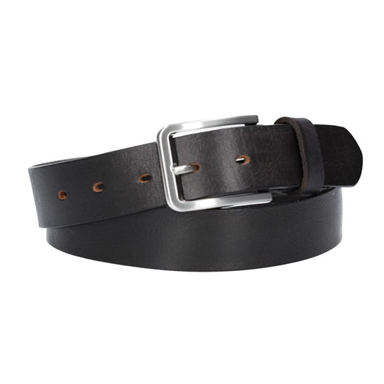 Ledergürtel Schwarz 35mm mit Dornschließe in Silber - leder-accessoires.com