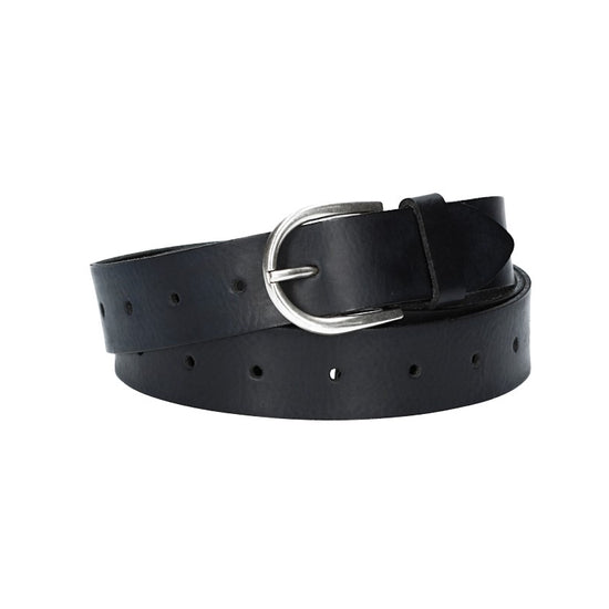 Ledergürtel Überlänge Schwarz 35mm mit Schließe in Silber - leder-accessoires.com