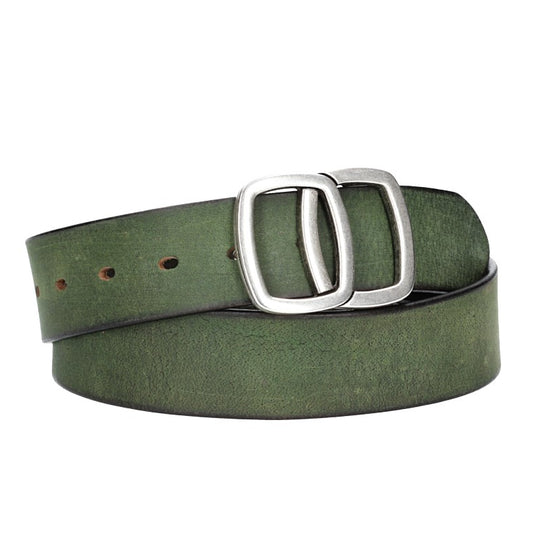 Ledergürtel in Grün 40mm mit Schmuckschließe Koppel - leder-accessoires.com