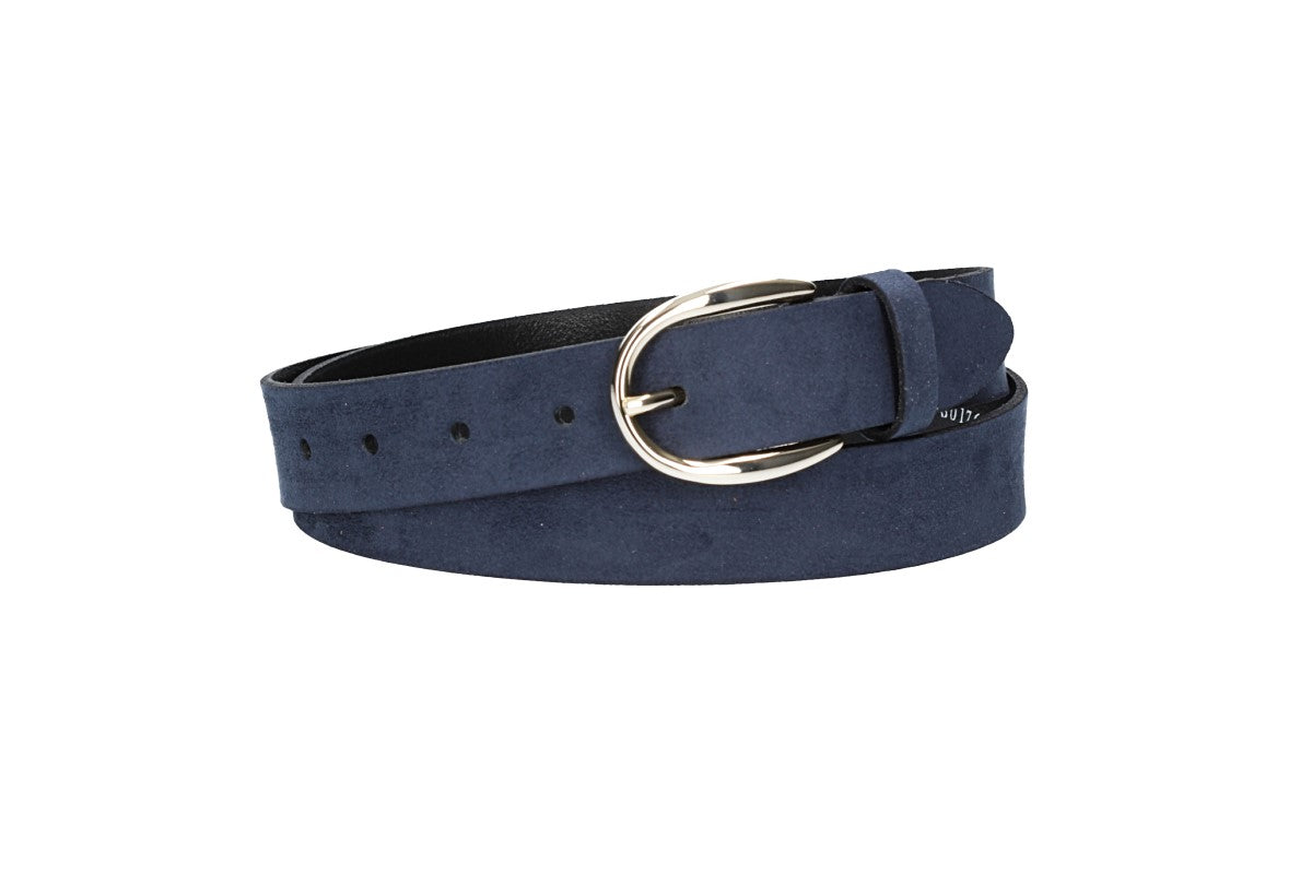 Veloursledergürtel 30mm in Marine|Dunkelblau mit Dornschließe in Lightgold