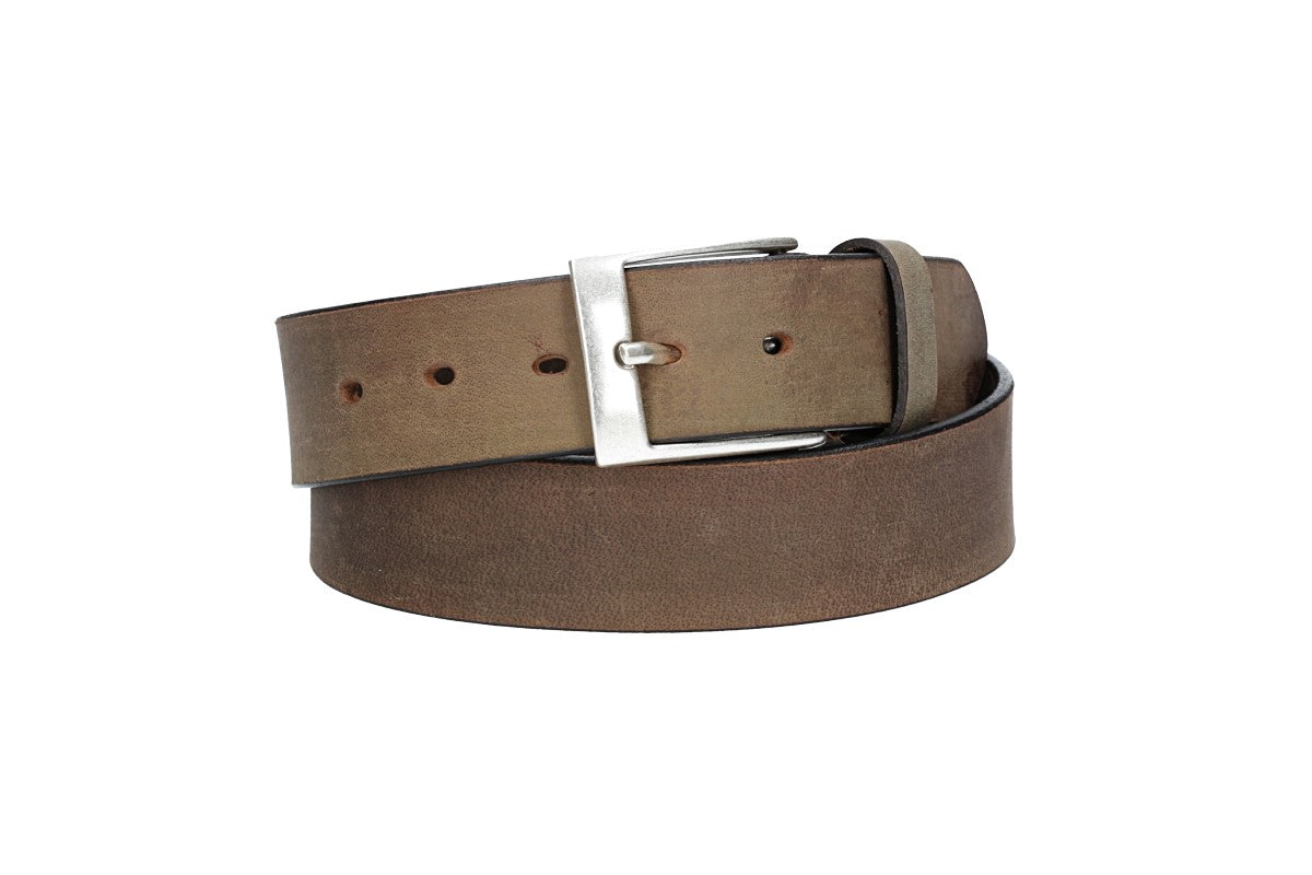 Ledergürtel Grau 40mm mit Dornschließe in Silber
