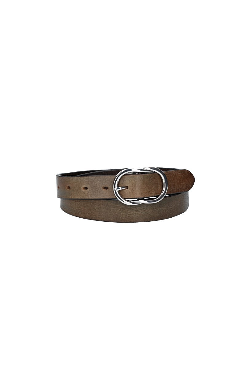 Ledergürtel 30mm in Grau mit Schmuckschließe