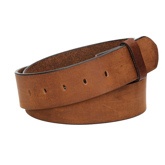 Lederriemen | Gürtelrohling Matt 45mm in Cognac mit Schlaufe und Kapplochteil - leder-accessoires.com