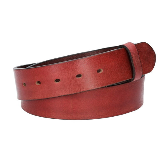 Lederriemen | Gürtelrohling Glanz 40mm in Rot mit Schlaufe und Kapplochteil - leder-accessoires.com