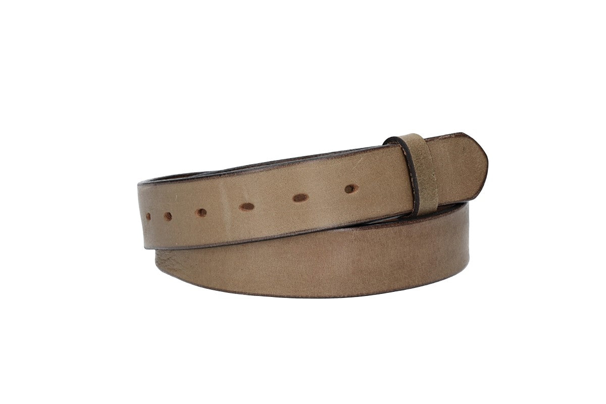 Lederriemen | Gürtelrohling Glanz 35mm in Natur| Beige mit Schlaufe und Kapplochteil