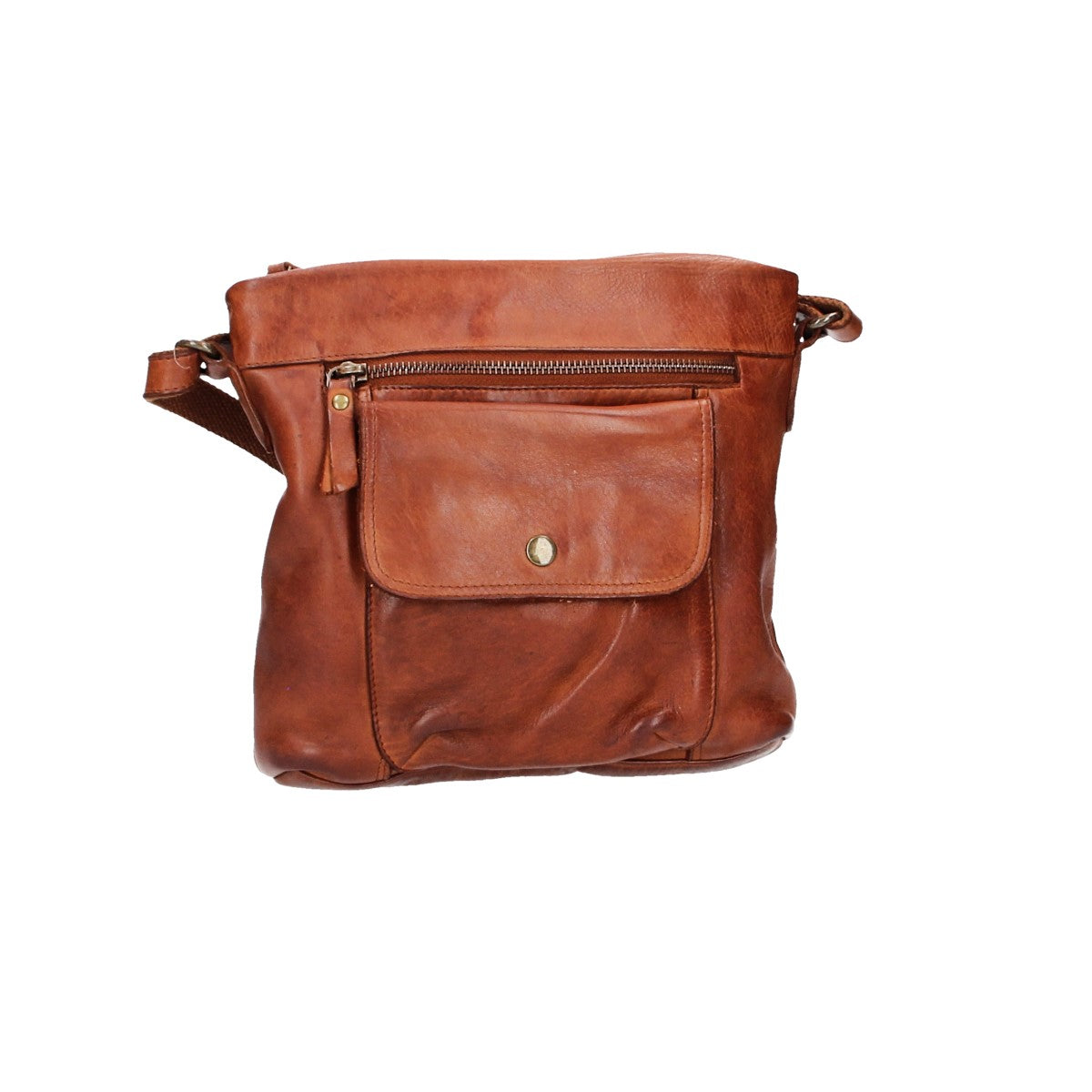 Schultertasche in Cognac mit Vortasche