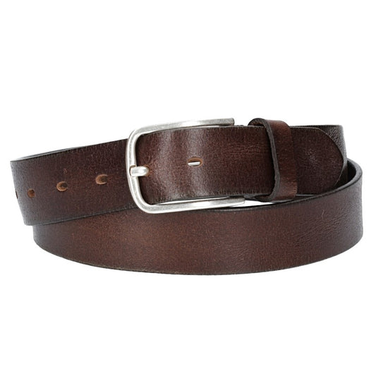 Ledergürtel Braun 35mm mit Dornschließe in Silber - leder-accessoires.com