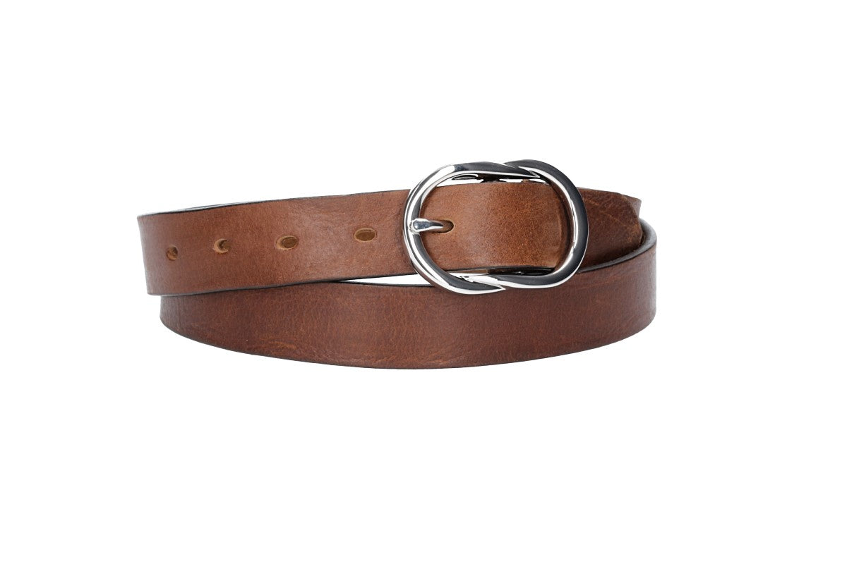 Ledergürtel 30mm in Cognac mit Schmuckschließe