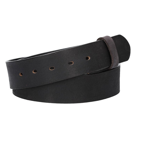 Lederriemen | Gürtelrohling Matt 40mm in Schwarz mit Schlaufe und Kapplochteil - leder-accessoires.com
