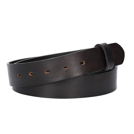 Lederriemen | Gürtelrohling Glanz 35mm in Schwarz mit Schlaufe und Kapplochteil - leder-accessoires.com