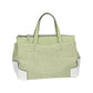 Shopper in Hellgrün|Weiss mit Canvas