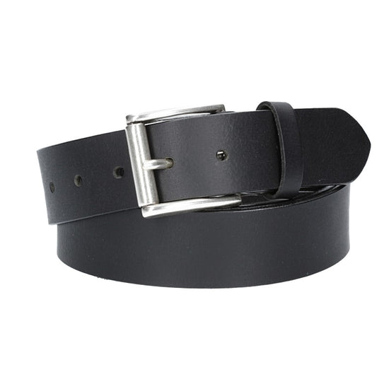 Ledergürtel Überlänge Schwarz 40mm mit glänzender Schließe in Silber - leder-accessoires.com