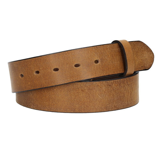Lederriemen | Gürtelrohling Matt 40mm in Ocker|Senfgelb mit Schlaufe und Kapplochteil - leder-accessoires.com