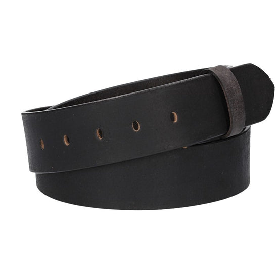 Lederriemen | Gürtelrohling Matt 45mm in Schwarz mit Schlaufe und Kapplochteil - leder-accessoires.com