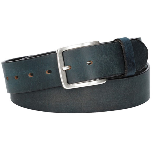 Ledergürtel Blau|Marine 40mm mit Dornschließe in Silber - leder-accessoires.com
