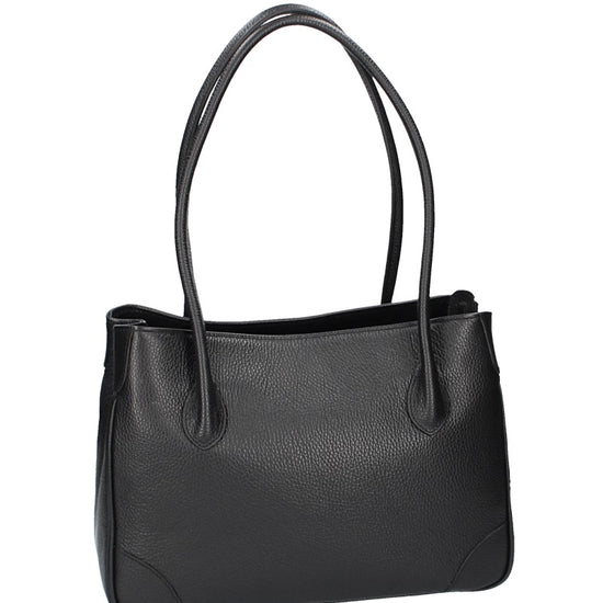 Schultertasche in Schwarz aus Leder - leder-accessoires.com