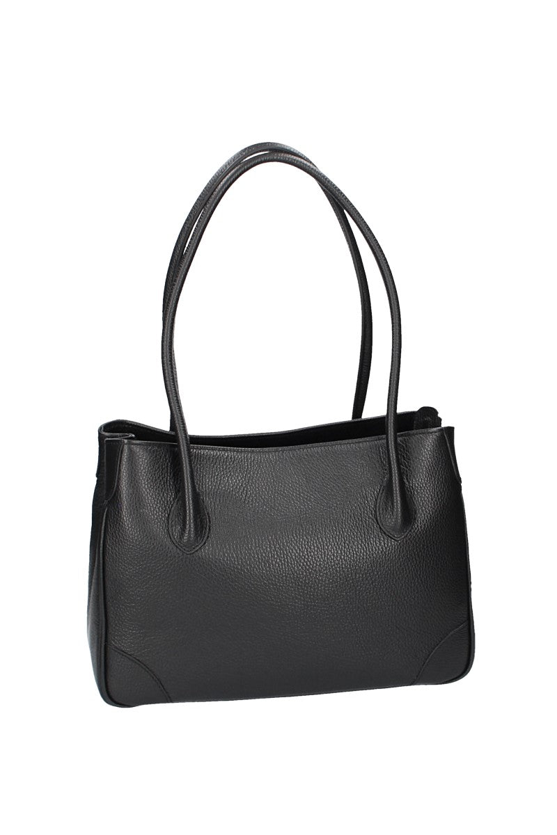 Schultertasche in Schwarz aus Leder
