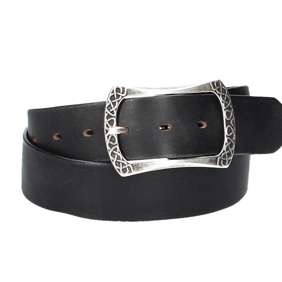 Ledergürtel Schwarz 40mm mit Vollschließe in Silber - leder-accessoires.com