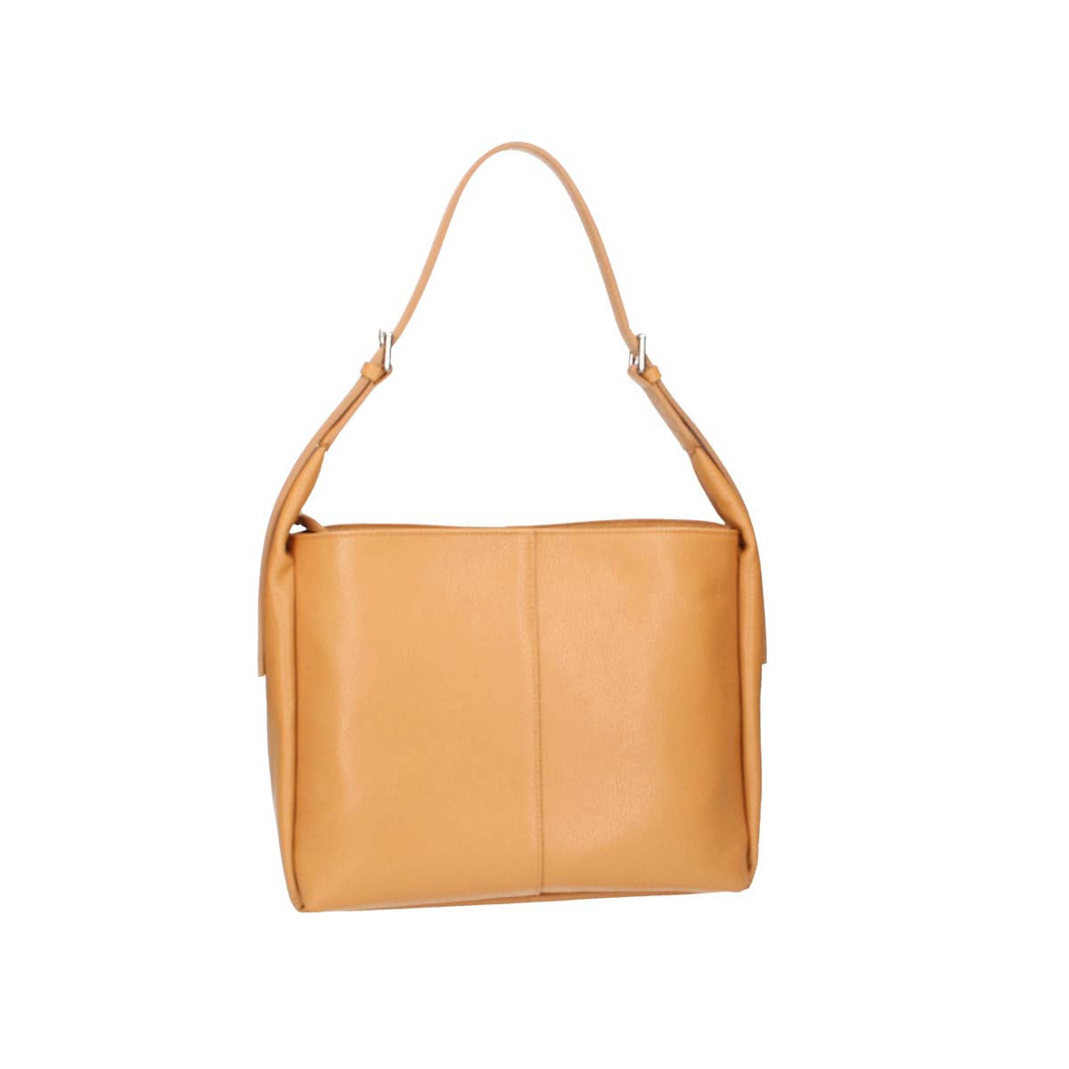 Schultertasche in Cognac aus Leder mit Reißverschluss