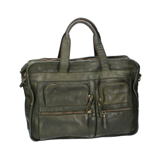 SALE Businesstasche|Messanger Bag in Grün|Oliv mit Reißverschluss und Vortasche - leder-accessoires.com