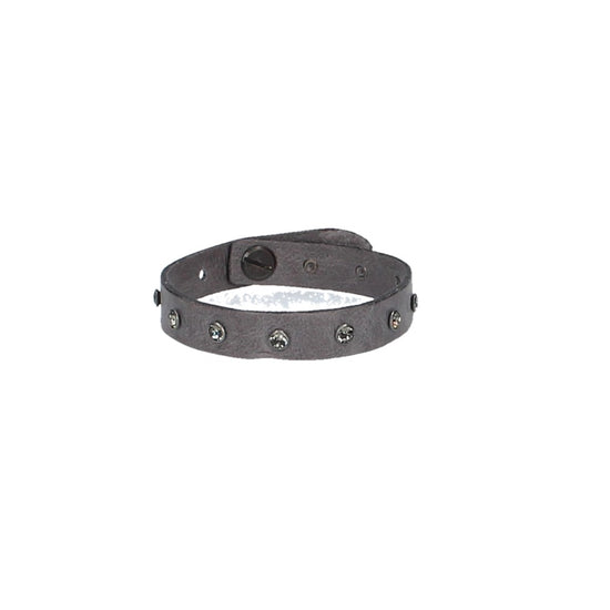 Armband mit Swarovski in Grau|Taupe aus Leder - leder-accessoires.com