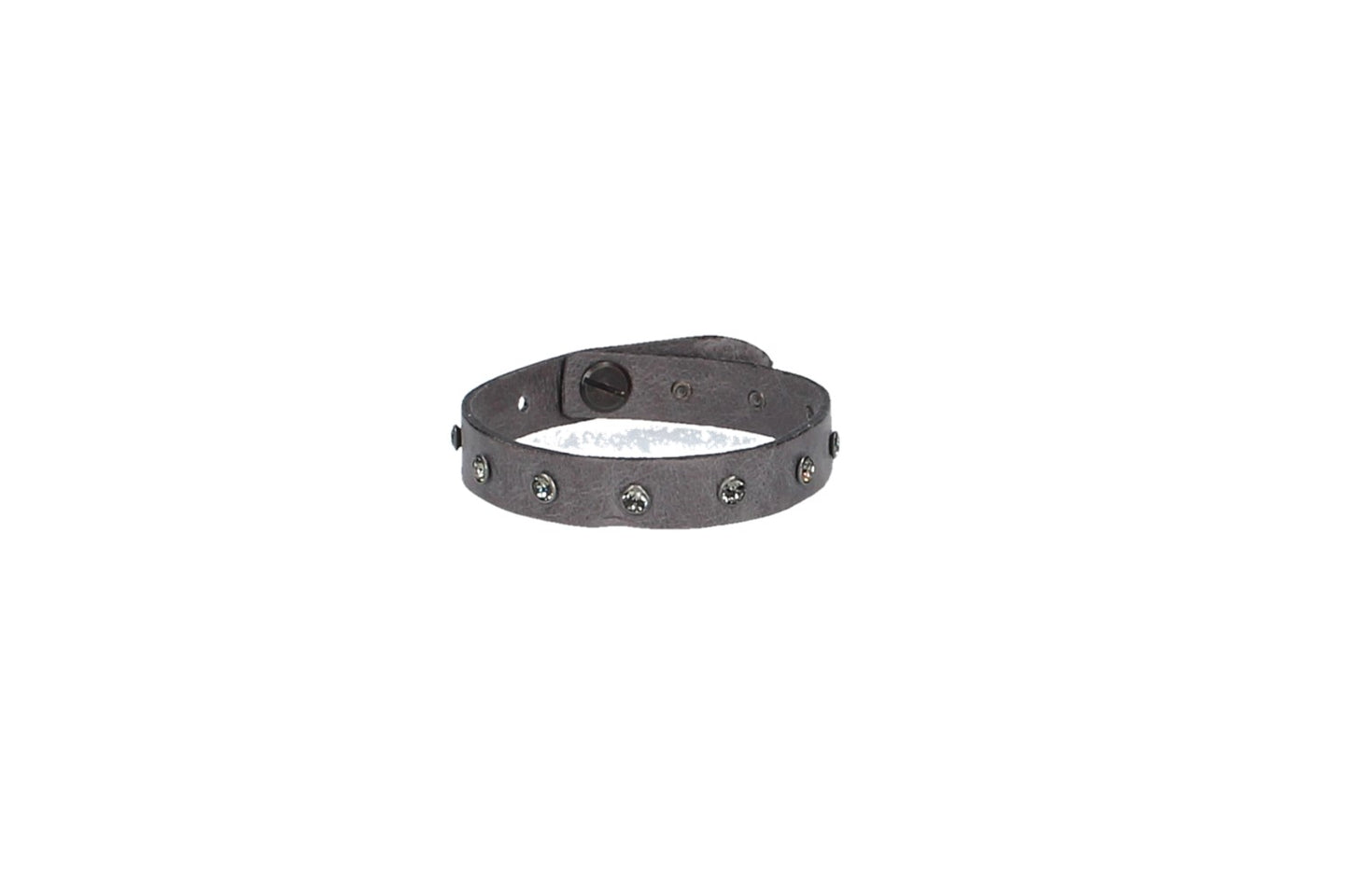 Armband mit Swarovski in Grau|Taupe aus Leder