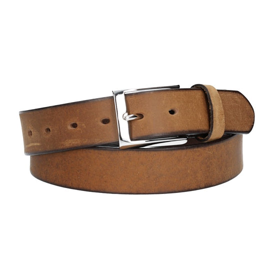 Ledergürtel Light Brown 35mm mit Dornschließe in Silber - leder-accessoires.com