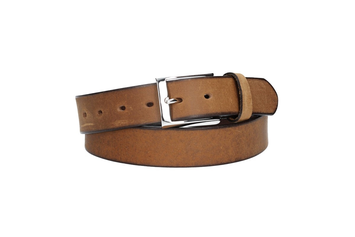 Ledergürtel Light Brown 35mm mit Dornschließe in Silber